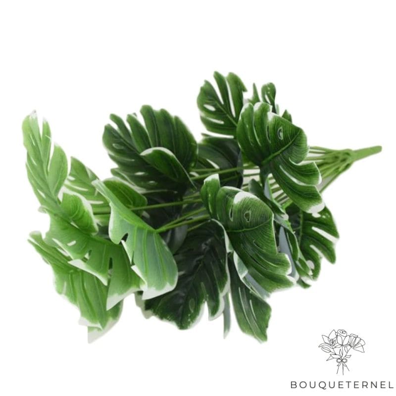 Branche Artificielle Feuille Monstera Artificielle 18 Feuilles de Monstera Artificielles Blanches | 49 cm