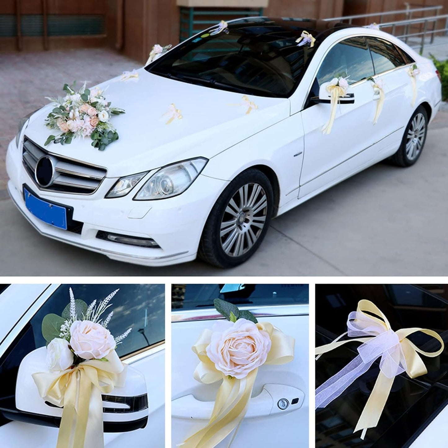 Bouquet de Fleurs Blanches pour Voiture de Mariage