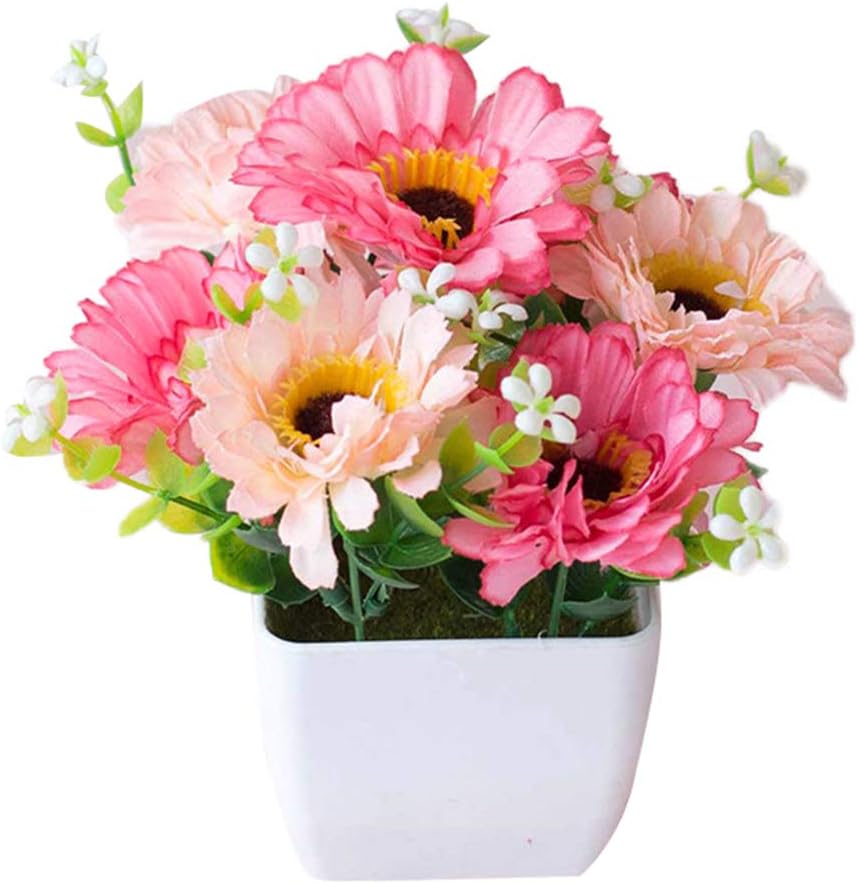 Belles Fleurs Artificielles pour Cimetière en pot rose pale