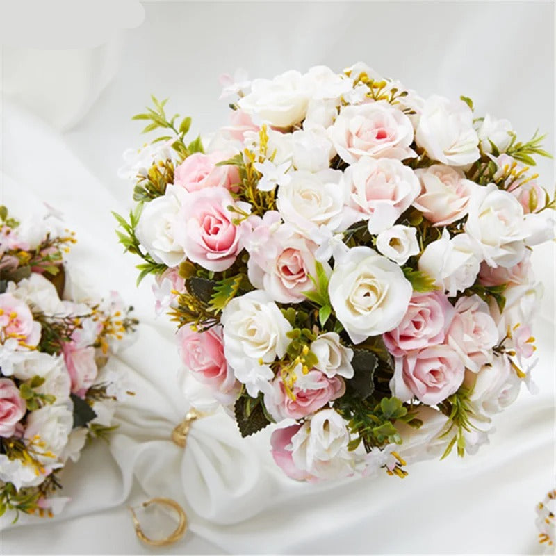 Bouquet Mariée Moderne blanc et rose