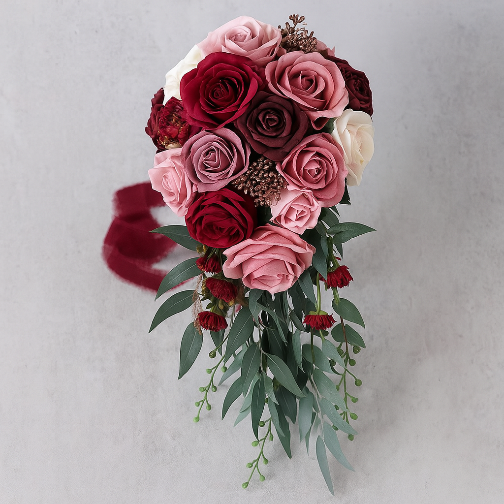 Bouquet de Mariée qui Tombe Rouges