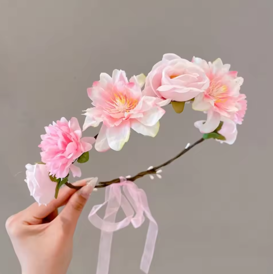Couronne de Fleurs de Mariage pour Cheveux