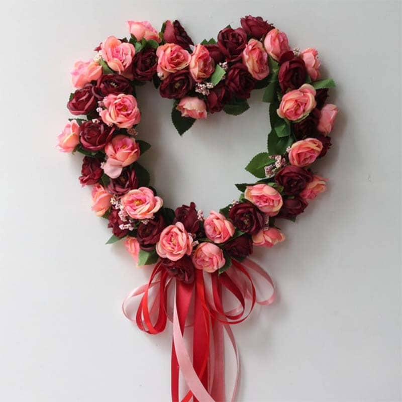 Couronne Mortuaire en Forme de Cœur rouge