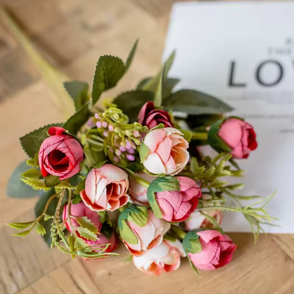 Raxfekro 2 Fleurs Artificielles Cimetière Avec Vase - Roses Rouge & Blanc