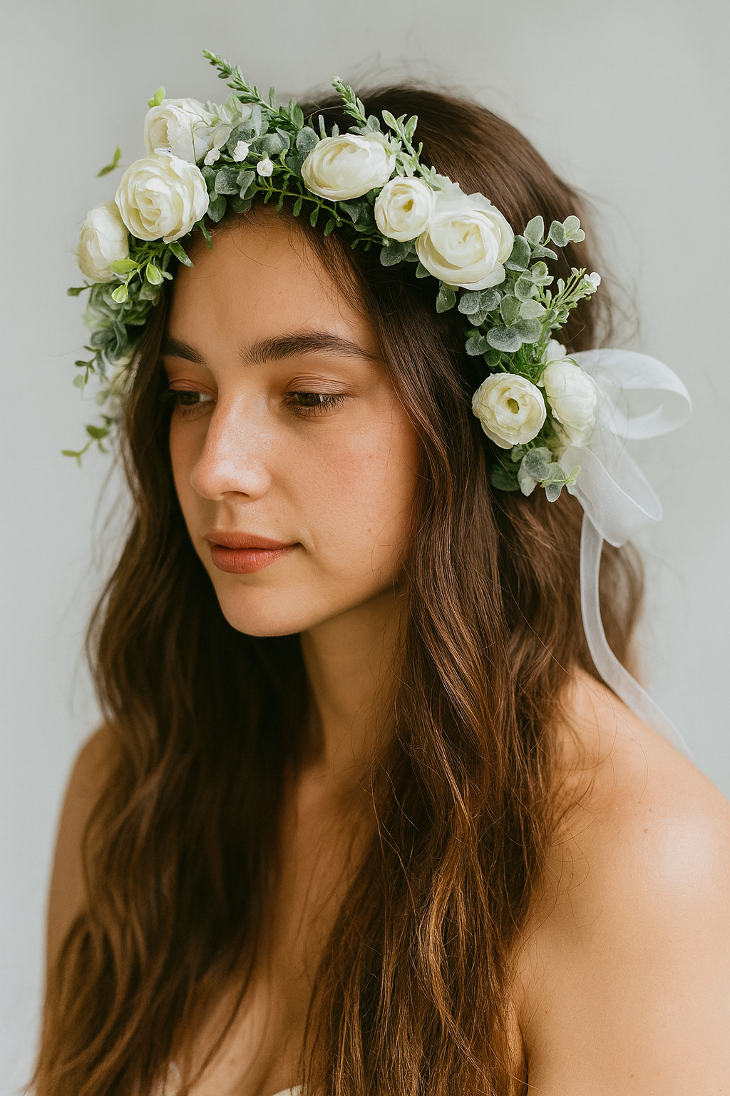 Couronne de Fleurs Blanches pour Mariage