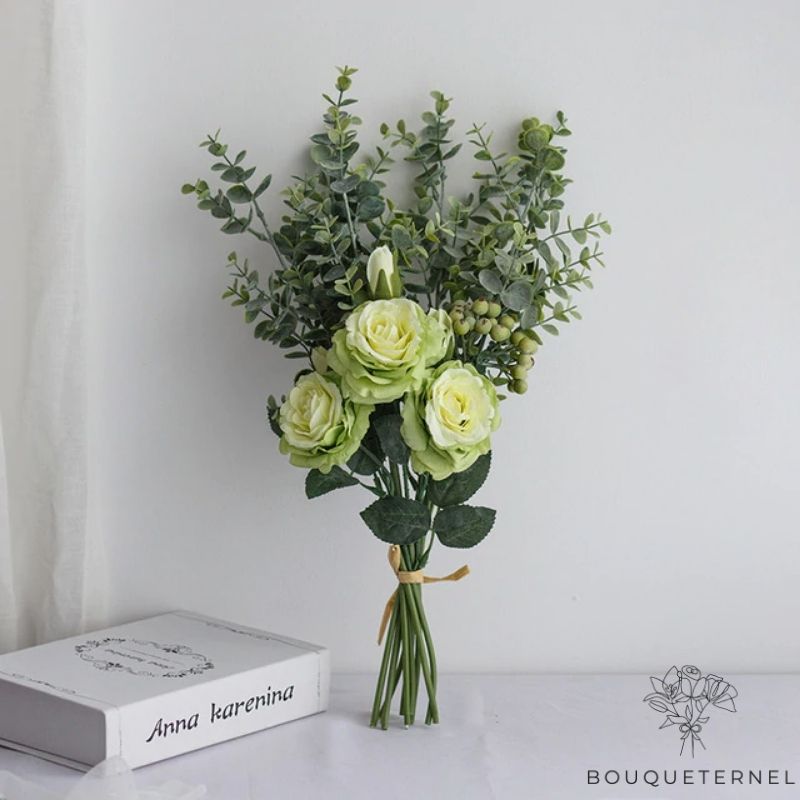 Roses Calycis Artificielles Verte | 3 Roses