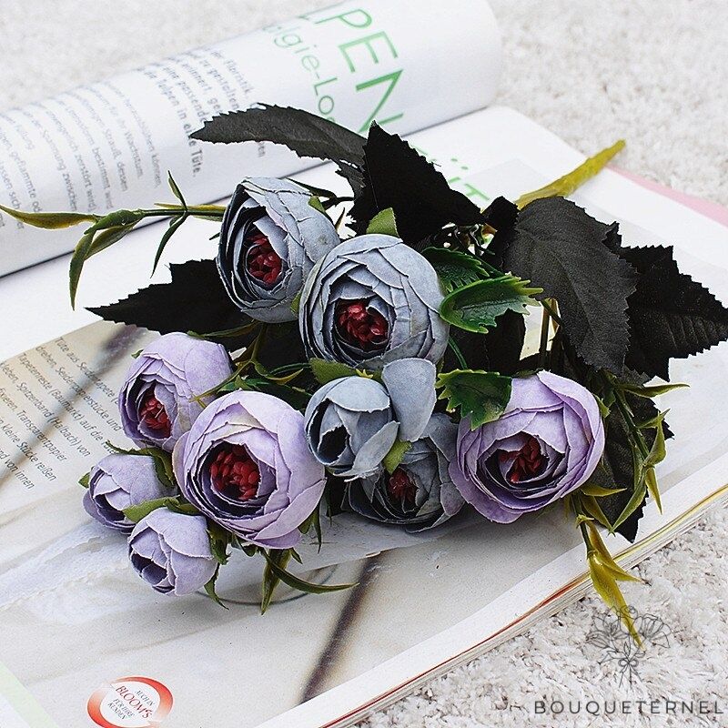 Renoncules Caule Artificielles Bleu Gris