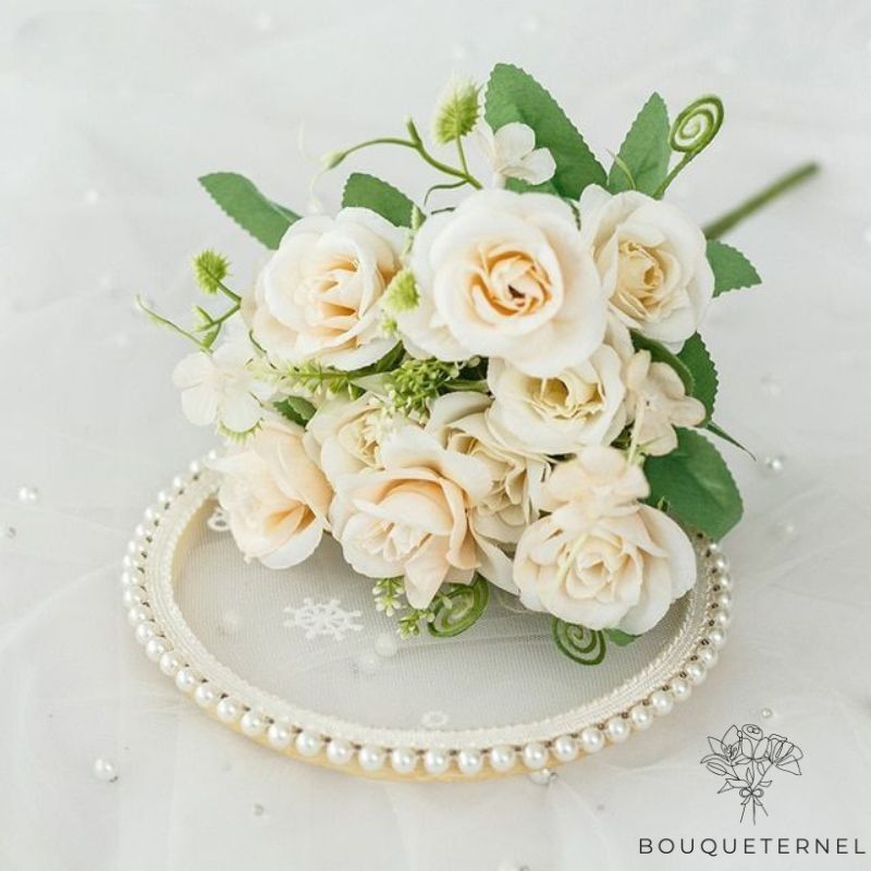 Bouquet de Fleurs pour Pierre Tombale Blanche