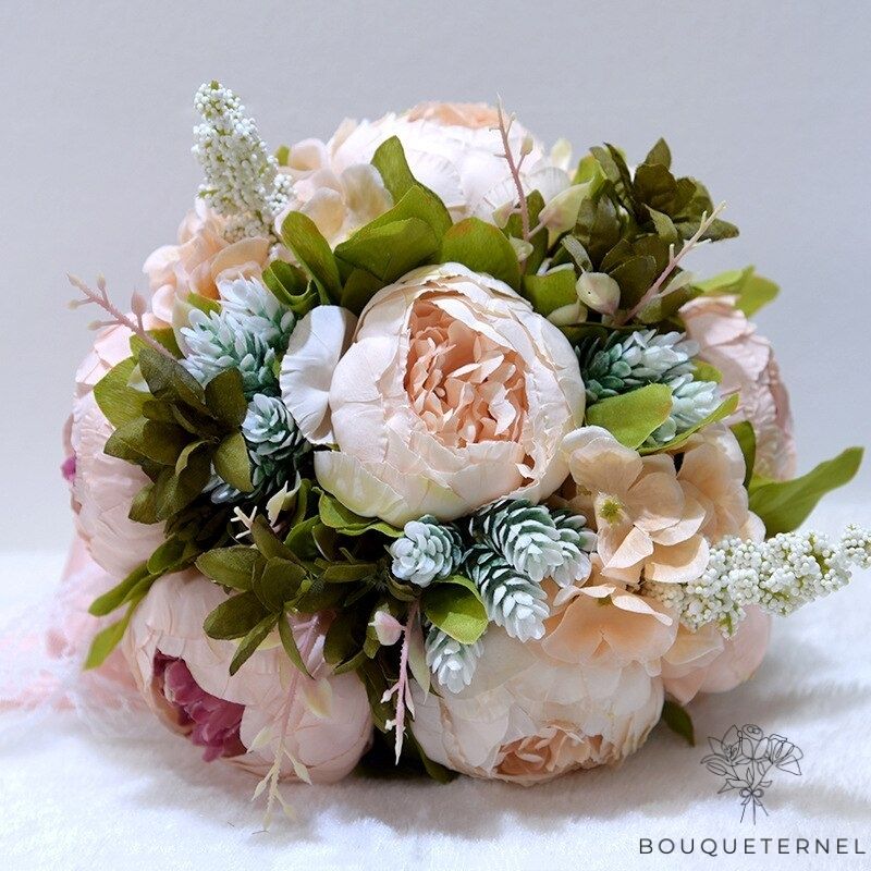 Bouquet de Mariée Pivoines Champêtre