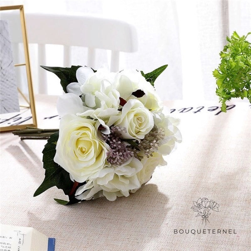 Bouquet de Mariée Artificiel Pas Cher Blanches