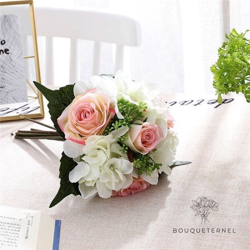 Bouquet de Mariée Artificiel Pas Cher Roses & Blanches
