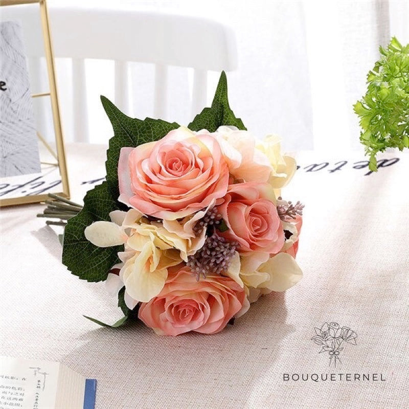 Bouquet de Mariée Artificiel Pas Cher Roses Pâles