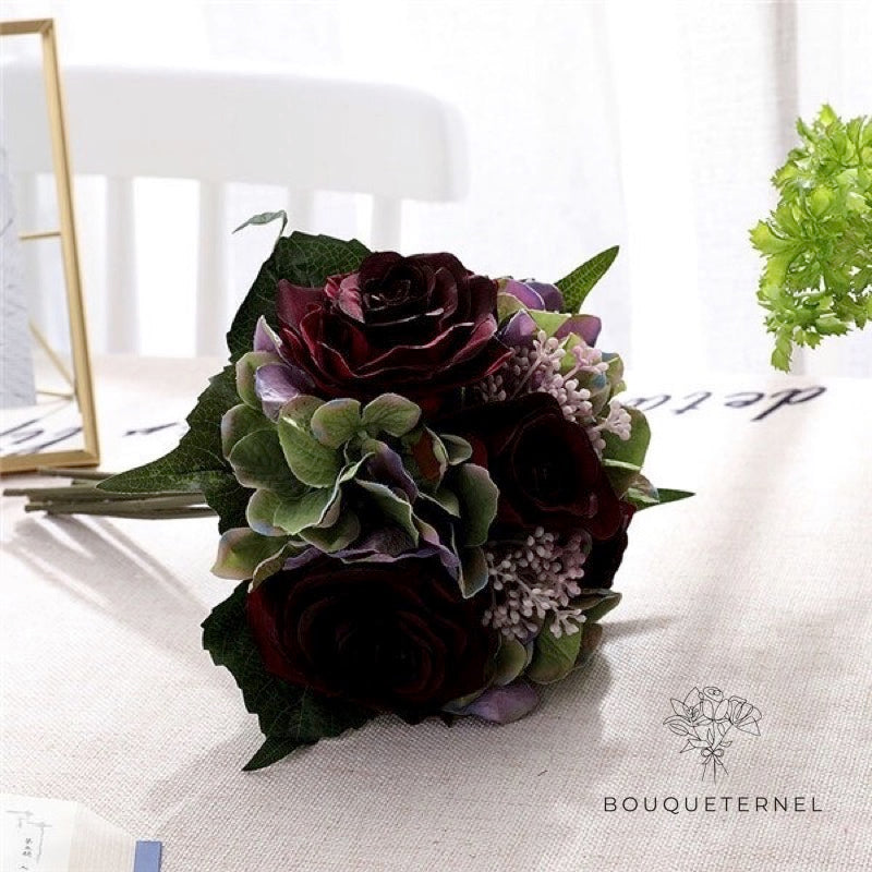 Bouquet de Mariée Artificiel Pas Cher Violettes Foncées