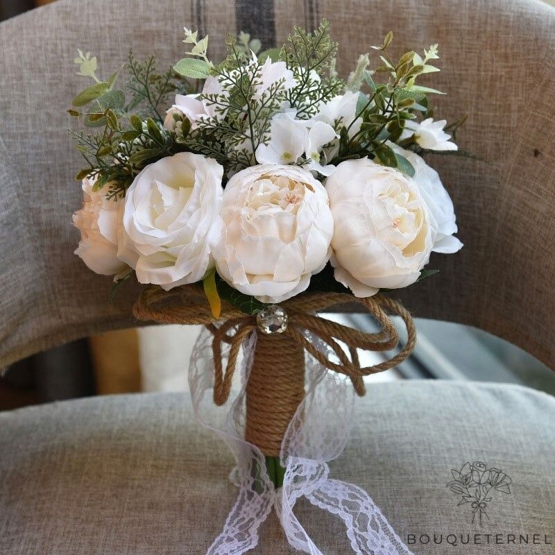 Bouquet de Mariée Pivoines Vintage Blanches