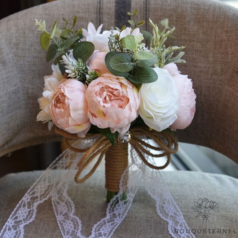Bouquet de Mariée Pivoines Vintage Roses Pâles