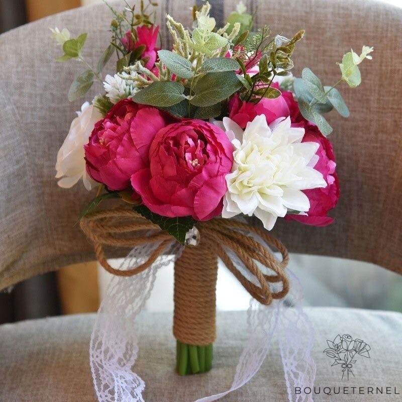 Bouquet de Mariée Pivoines Vintage Violettes