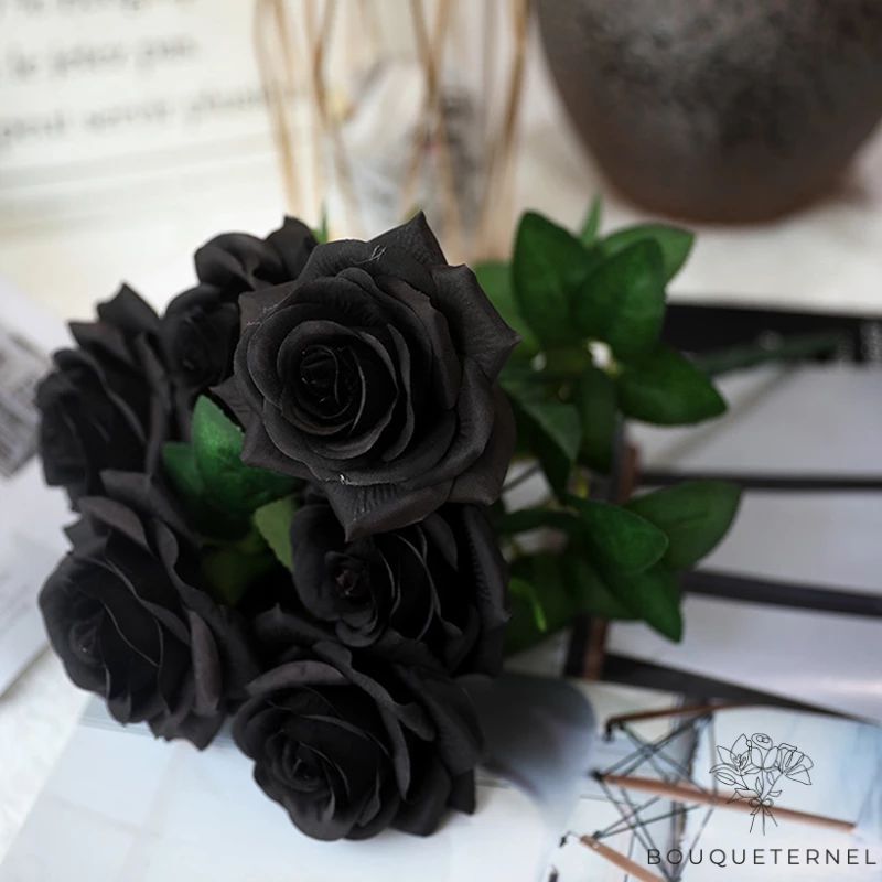 Bouquet de Roses Noires Artificielles Noire