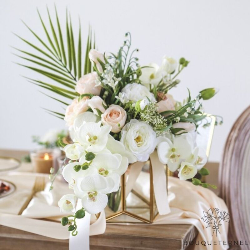 Bouquet de Mariée en Cascade Champêtre Blanches