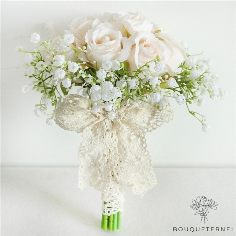 Bouquet de Mariée Simple & Original Blanches Crème