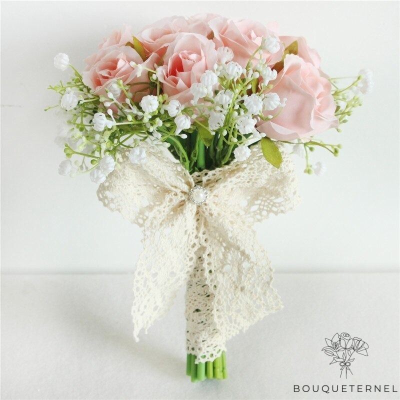Bouquet de Mariée Simple & Original Roses Pâles