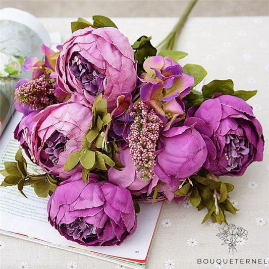 Bouquet de Pivoine Artificiel Violette