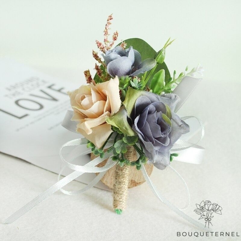 Boutonnière style Champêtre Grise