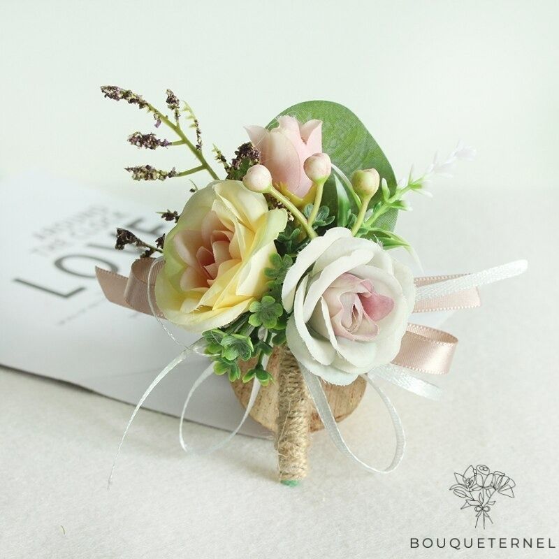 Boutonnière style Champêtre Jaune
