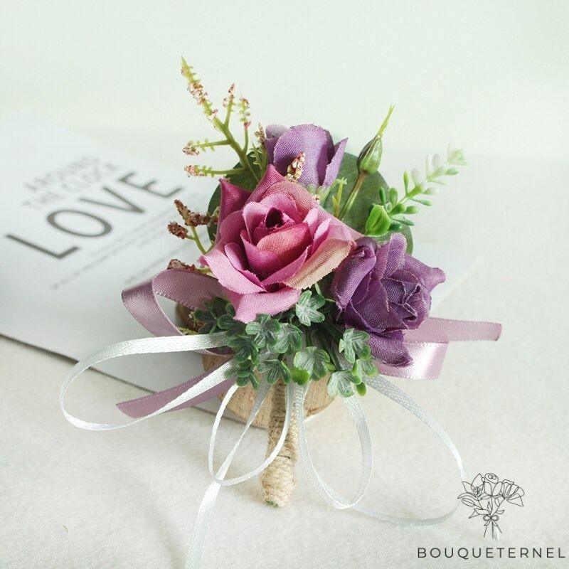 Boutonnière style Champêtre Violette