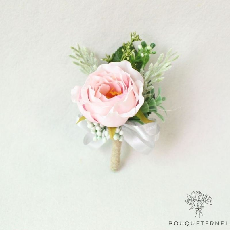 Boutonnière pour Témoins de Mariage Rose