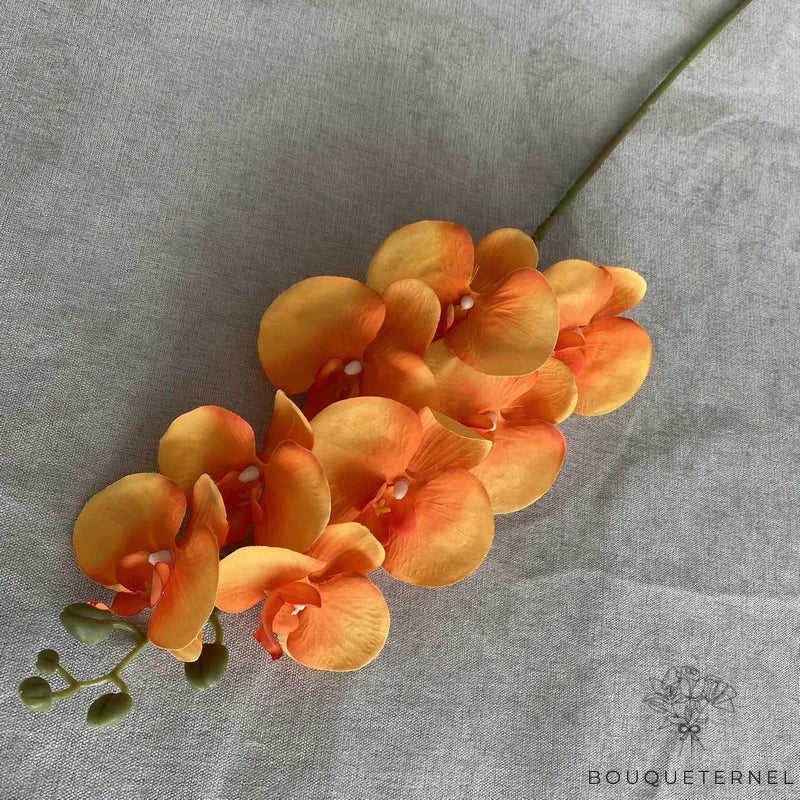 Branche Artificielle d'Orchidée Orange