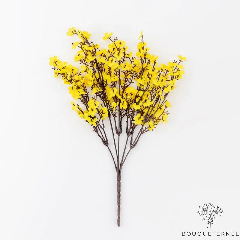 Branche Artificielle Fleur de Cerisier Jaune