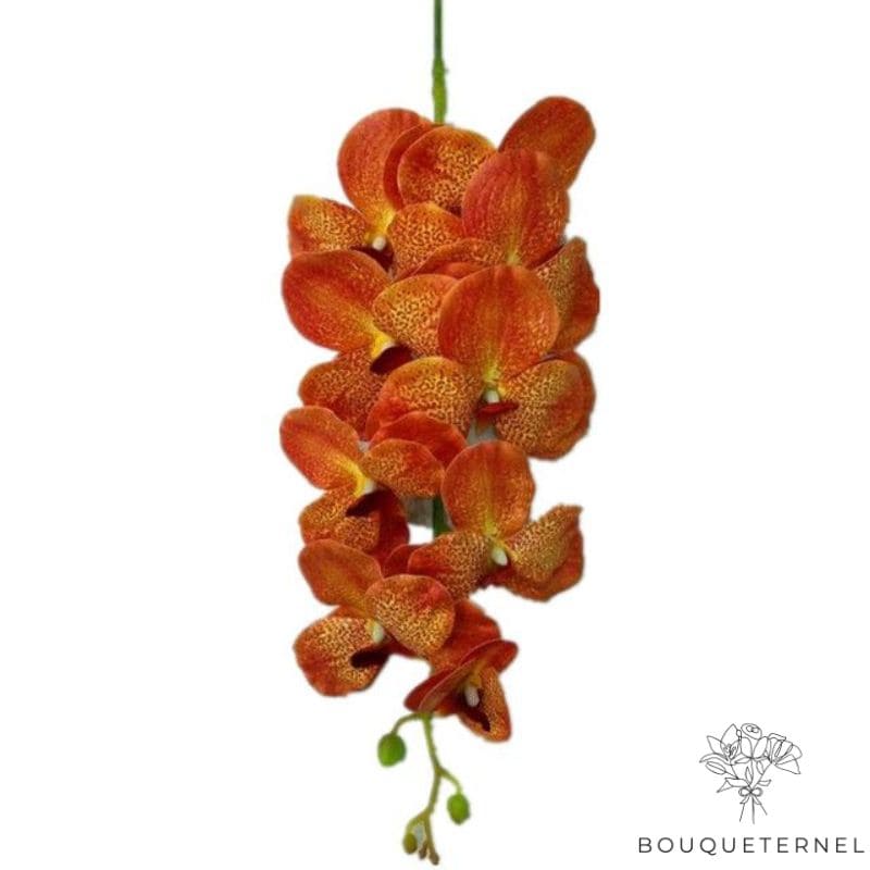 Branche Orchidée Artificielle Orange