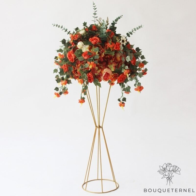 Centre de Table Haut pour Mariage Oranges