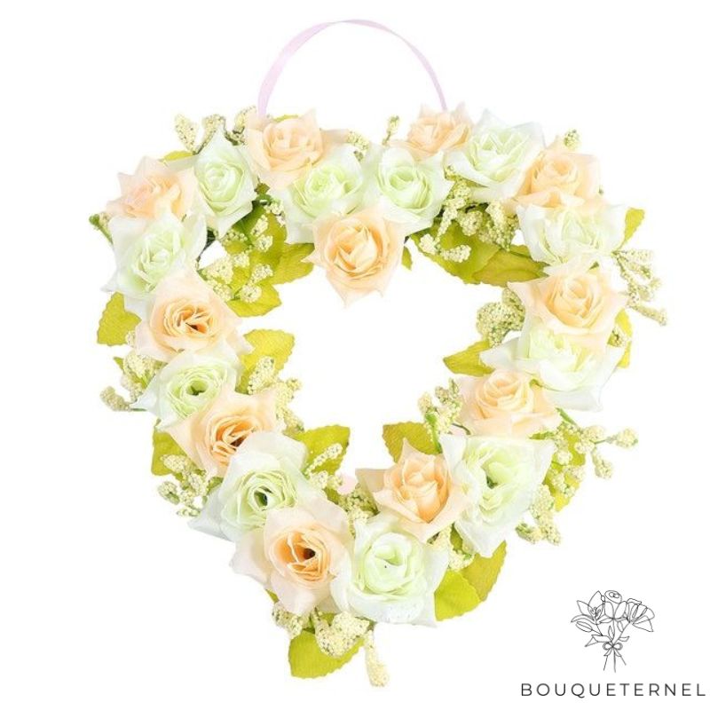 Cœur de Fleurs Artificielles pour Deuil Blanche