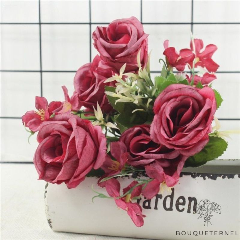 Composition en Fleur Artificielle pour Cimetière Rose