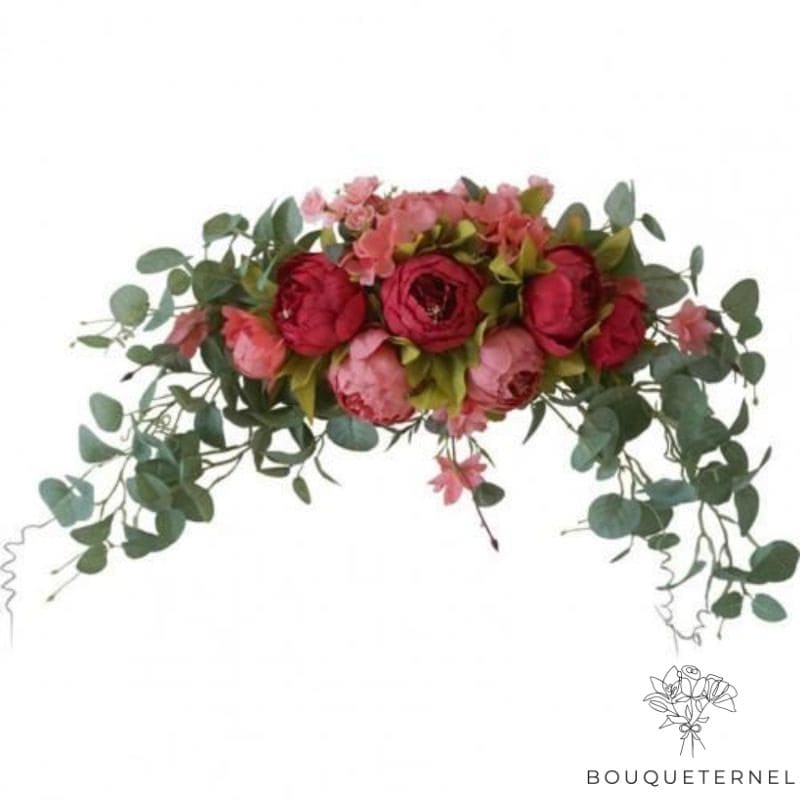 Composition en Fleurs Artificielles pour Cimetière Pas Cher Rouge