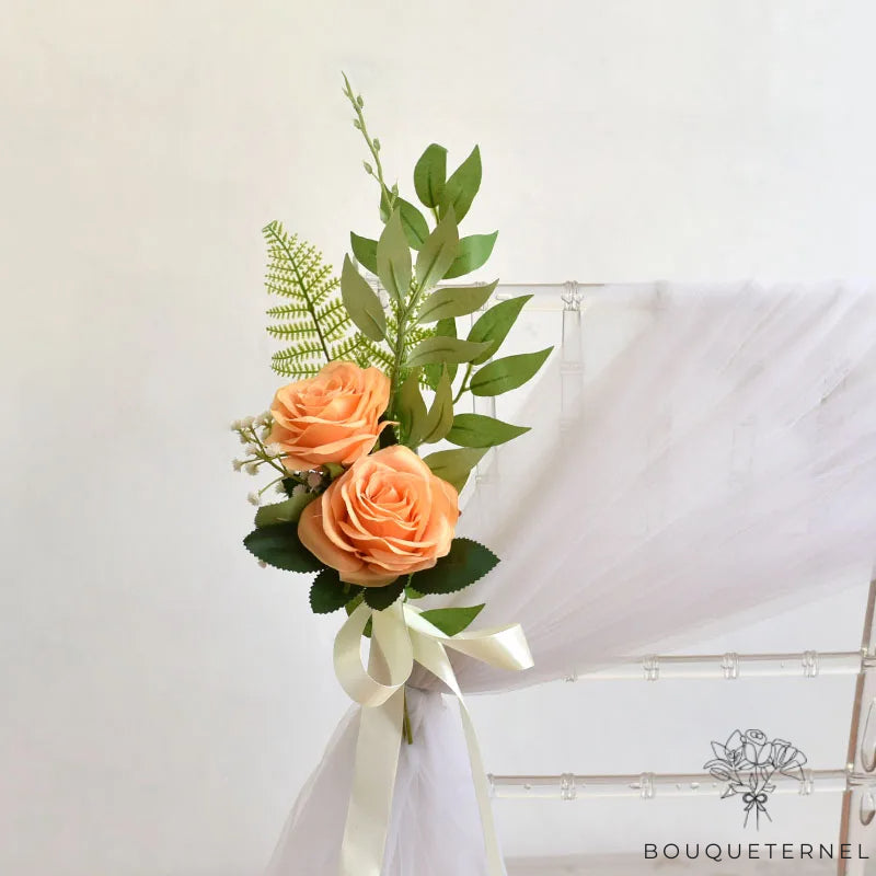 Déco Chaise de Mariage Fleurs Chics Orange