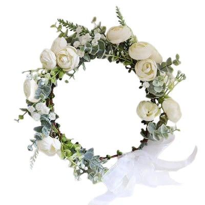 Couronne de Fleurs Blanches pour Mariage Blanche fond blanc