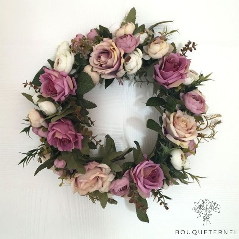 Couronne de Fleurs pour Pierre Tombale Violette