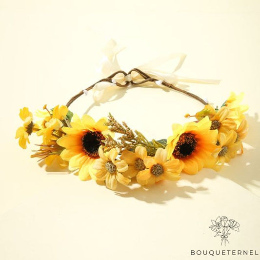 Couronne de Fleurs de Tournesol Jaune