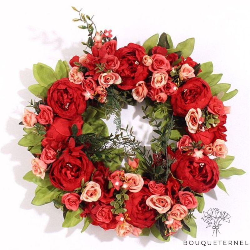 Couronne en Fleurs pour Deuil Rouge