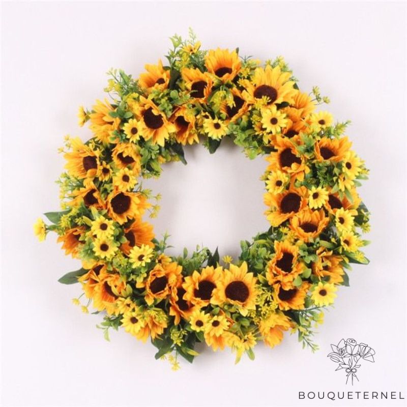 Couronne Mortuaire de Fleurs en Plastique Jaune