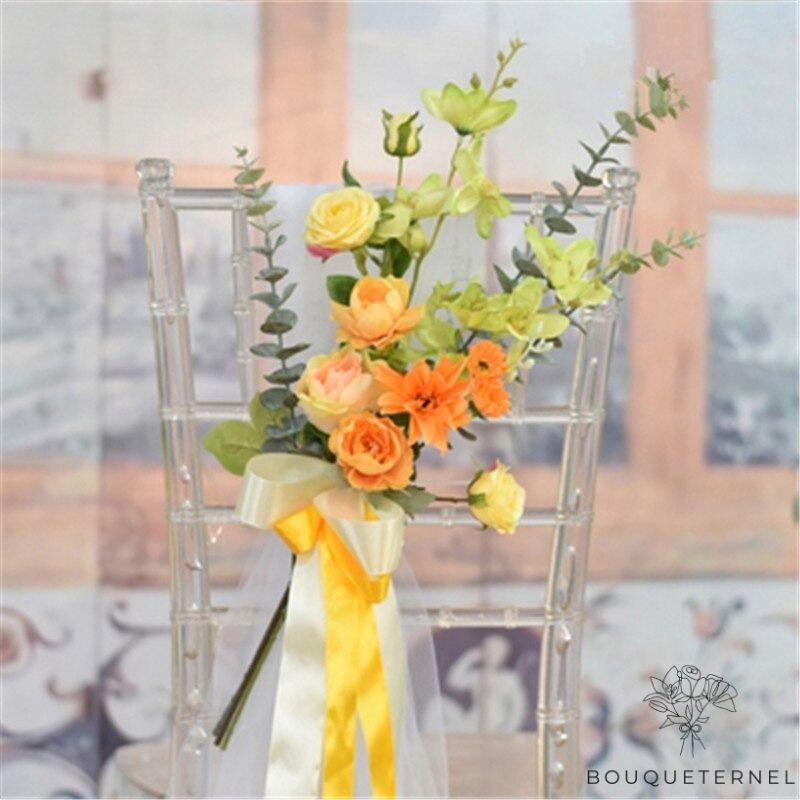 Décoration de Chaise pour Mariage Champêtre Oranges Pâles