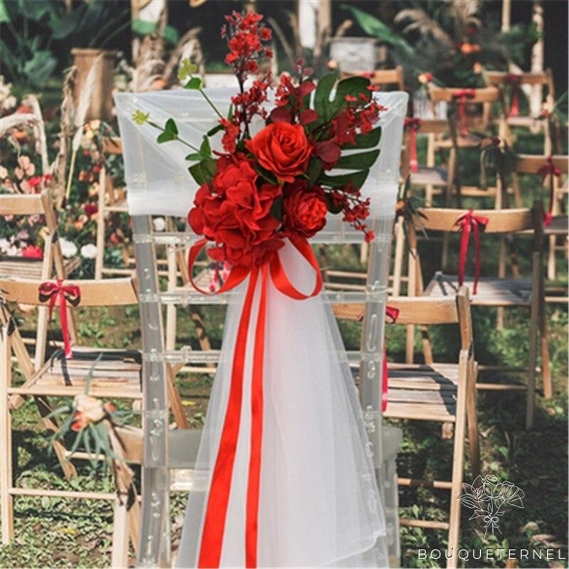 Décoration de Chaise pour Mariage Champêtre Rouges