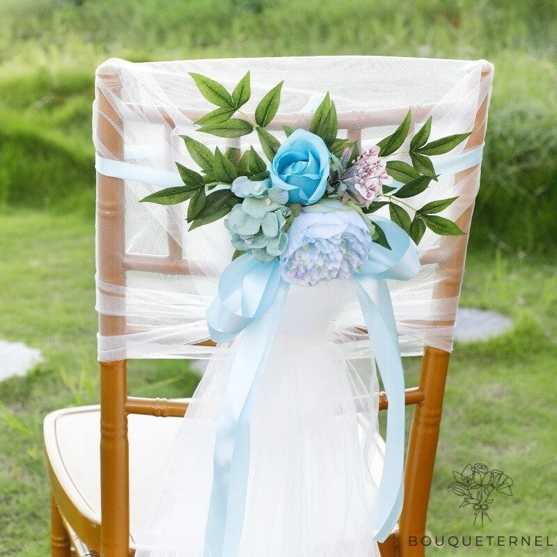 Décoration de Chaise Mariage Pas Cher Bleues