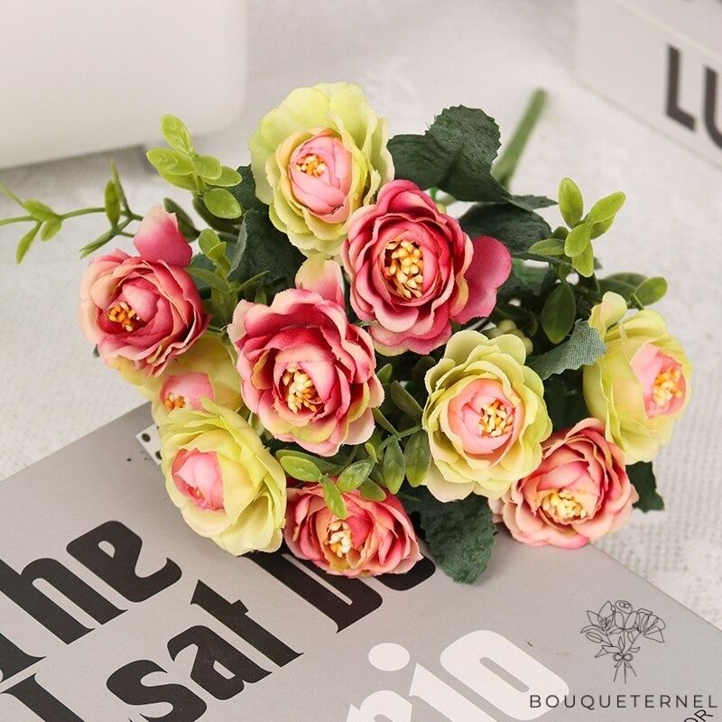 Pivoines Bysantina Artificielles Roses & Vertes