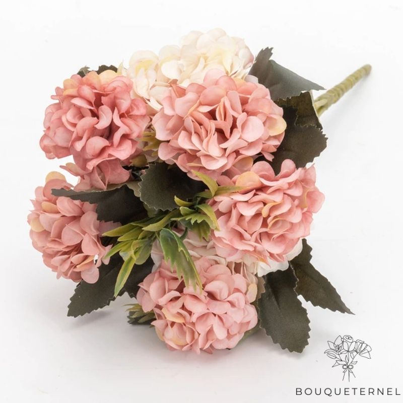 Hortensias Mutabilis Artificiels Rose Pastel