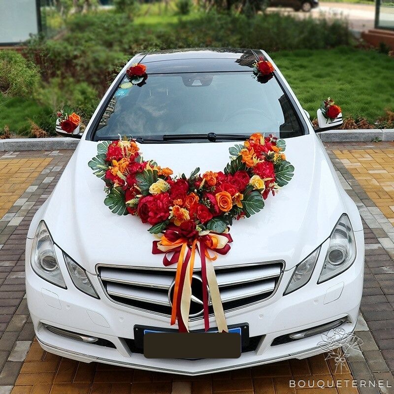 Décoration de Voiture pour Mariage Orange