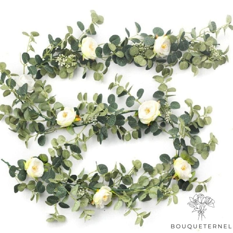 Chuanhylis 55 Fleurs Artificielles – Lot 8 Styles Branches Faux Fleurs Blanches & Vertes – Idéal Mariage, Déco Maison, Bouquets DIY