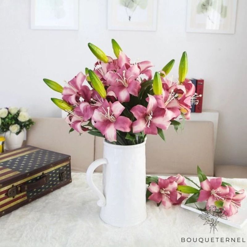 Fleurs Artificielles en Arrangement Floral pour Pierre Tombale Violette